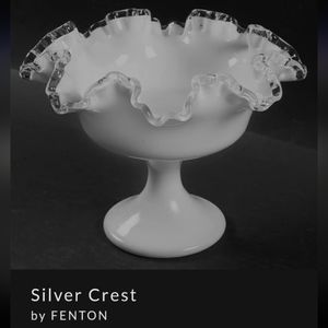 c1941 FENTON SILVER CREST MILK GLASS  COMPOTE ~ 8" T Discontinued Piece